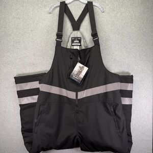 RefrigiWear Bib Overalls Mens 3XL Black Insulated Softshell Reflective 7495R